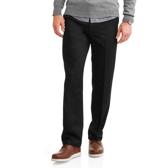George Mens Wrinkle Resistant Pants Flat Front Classic Fit Black Soot Size 38x32 - Picture 1 of 4